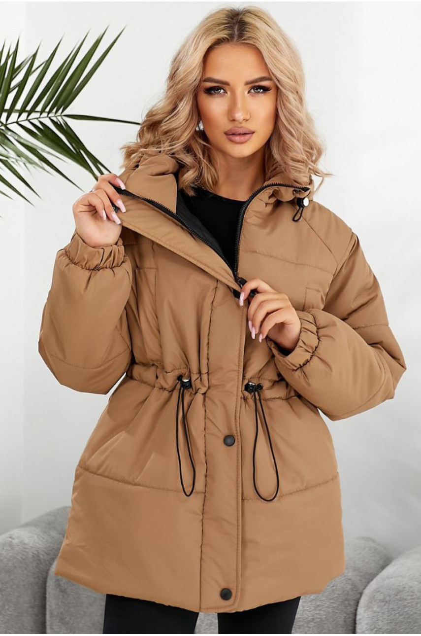 Куртка жіноча демісезонна коричнивого кольору 293 209485
