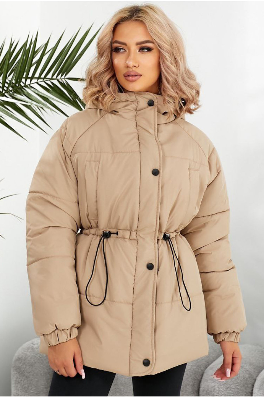 Куртка жіноча демісезонна бежевого кольору 293 209491
