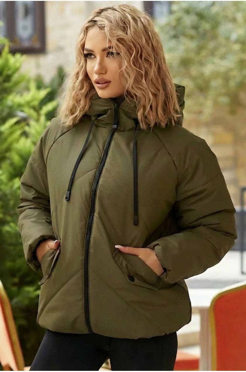 Куртка жіноча демісезонна  кольору хакі 295 209493