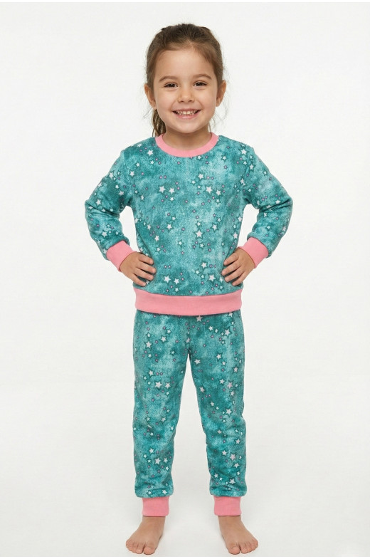 Пижама детская на флисе зеленого цвета 025 209505