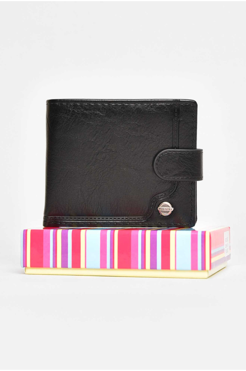Гаманець чоловічий з екошкіри чорного кольору 208-3 209510