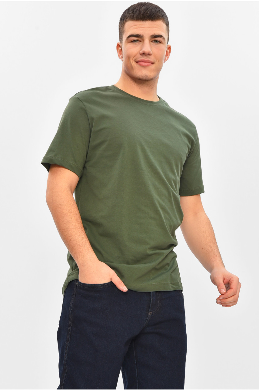 Футболка чоловіча однотонна кольору хакі M5003 209523