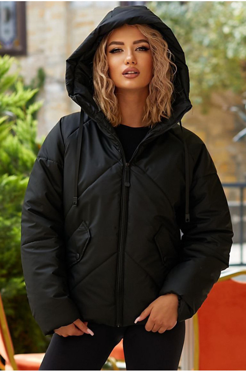 Куртка жіноча демісезонна чорного кольору 295 209524