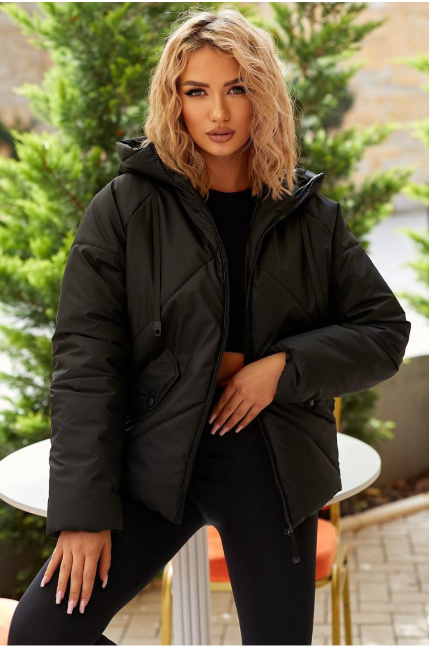 Куртка жіноча демісезонна чорного кольору 295 209524