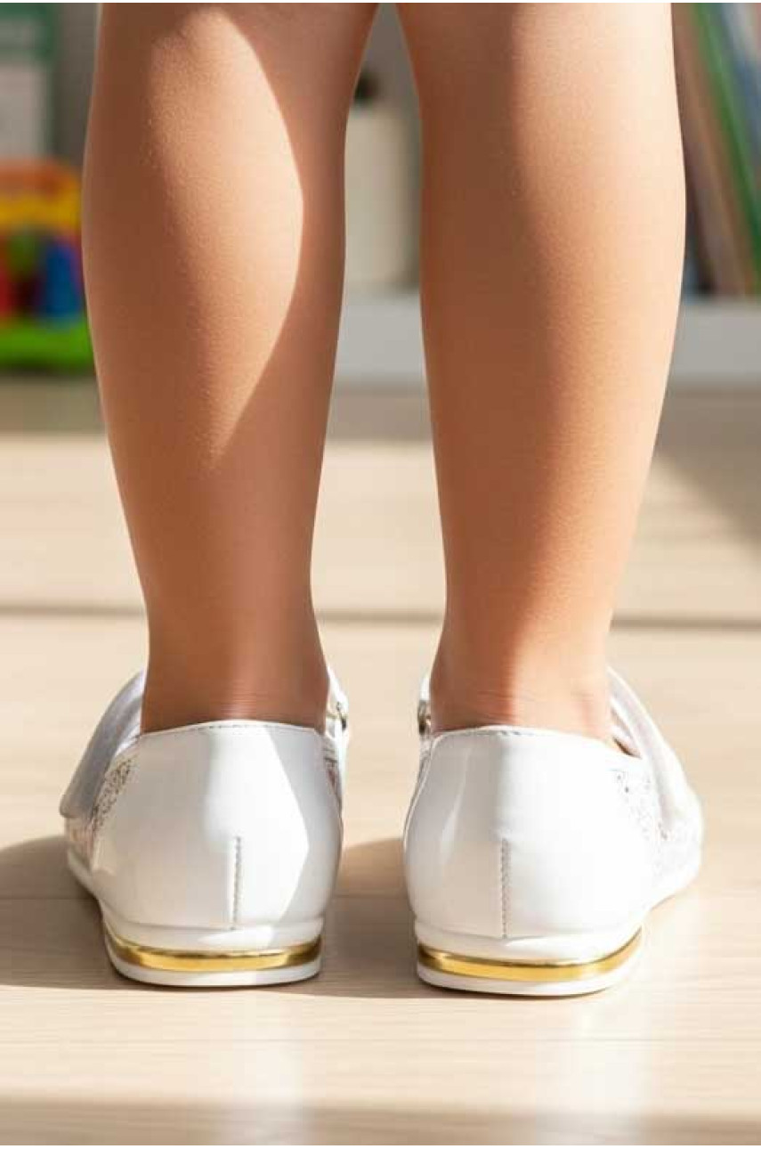 Балетки детские для девочки белого цвета 127-1 209559