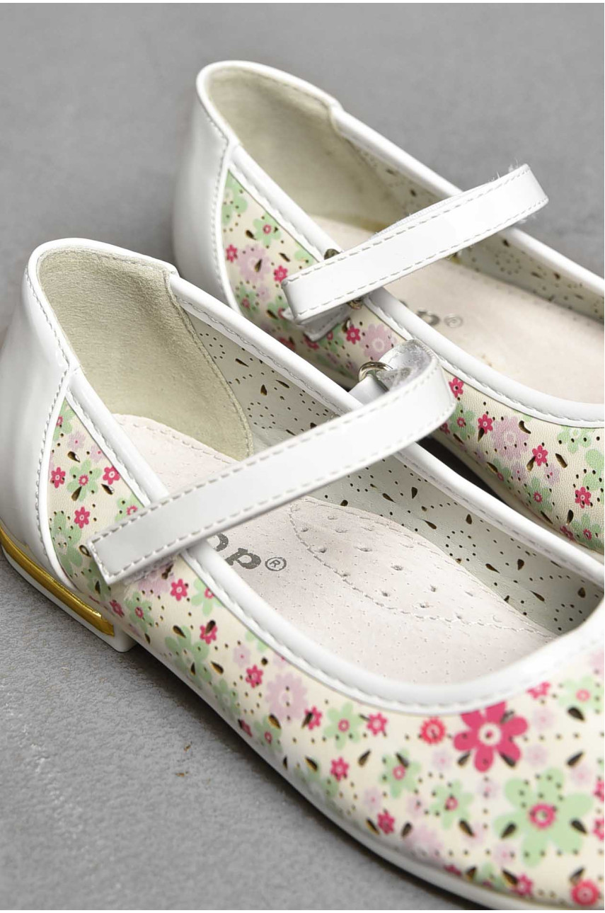 Балетки дитячі для дівчинки білого кольору 128-1 209561 Балетки дитячі для дівчинки білого кольору 128-1 209561