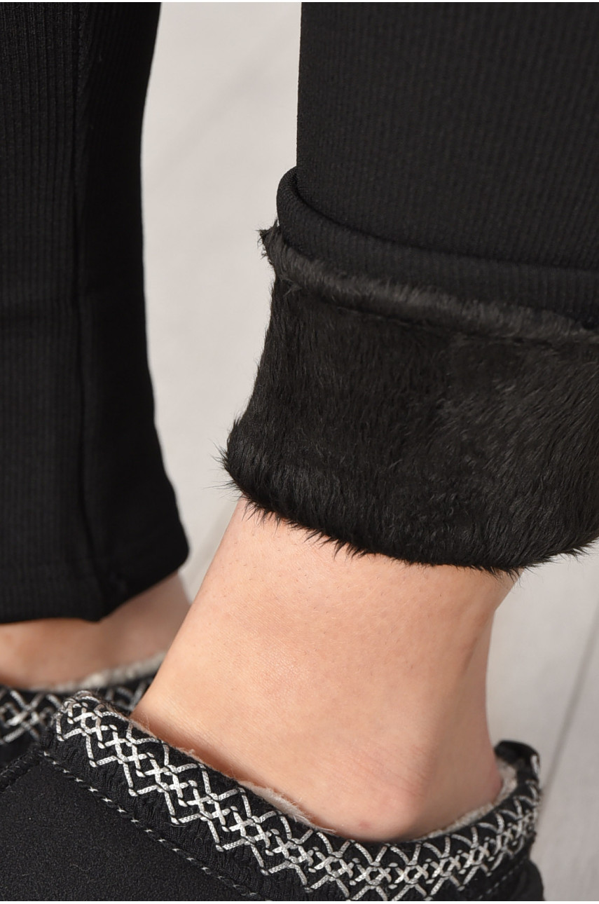 Лосины женские рубчик на меху черного цвета А303F 209574