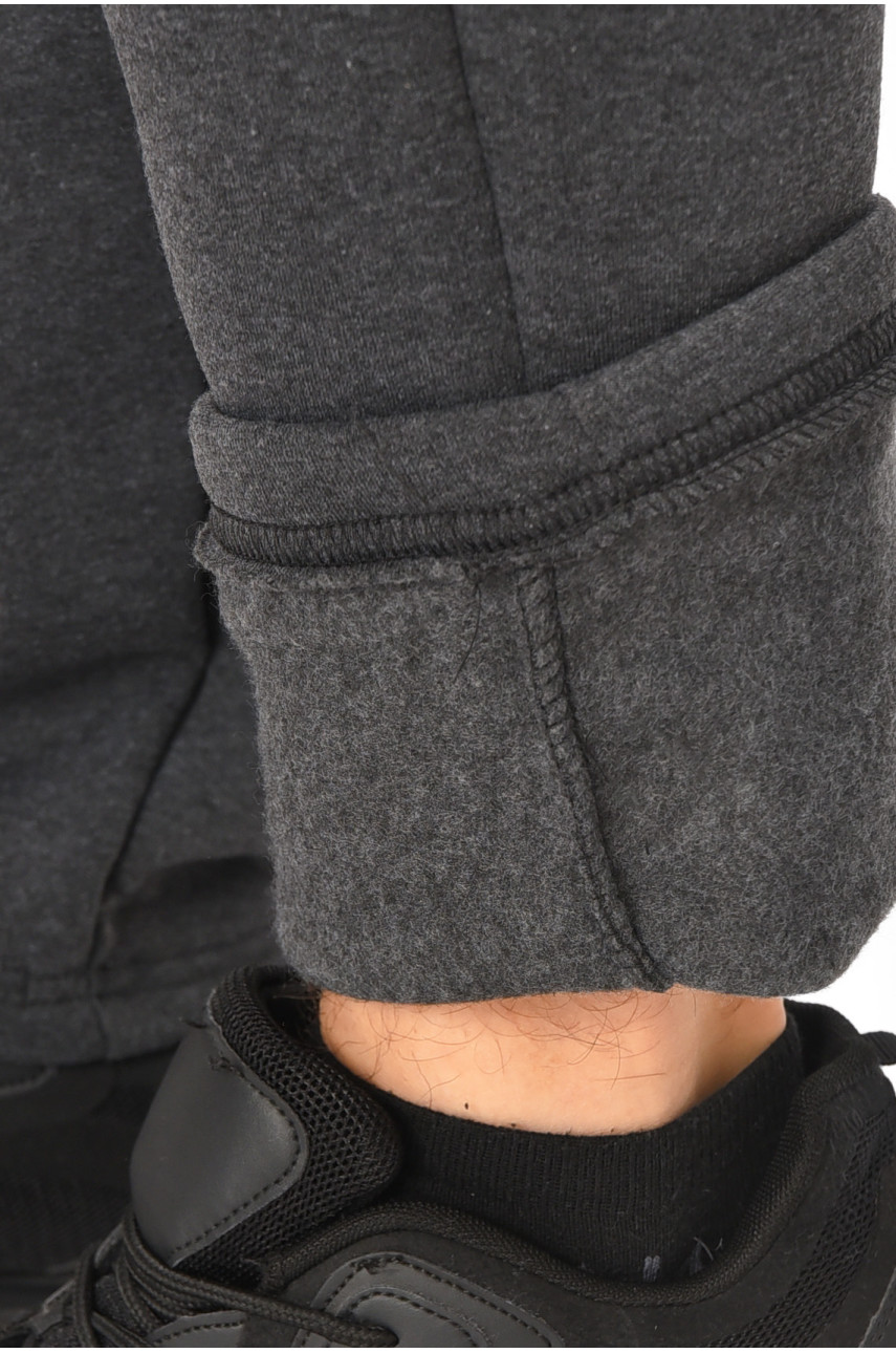 Спортивные штаны мужские на флисе темно-серого цвета А924-13 209575 Спортивные штаны мужские на флисе темно-серого цвета А924-13 209575