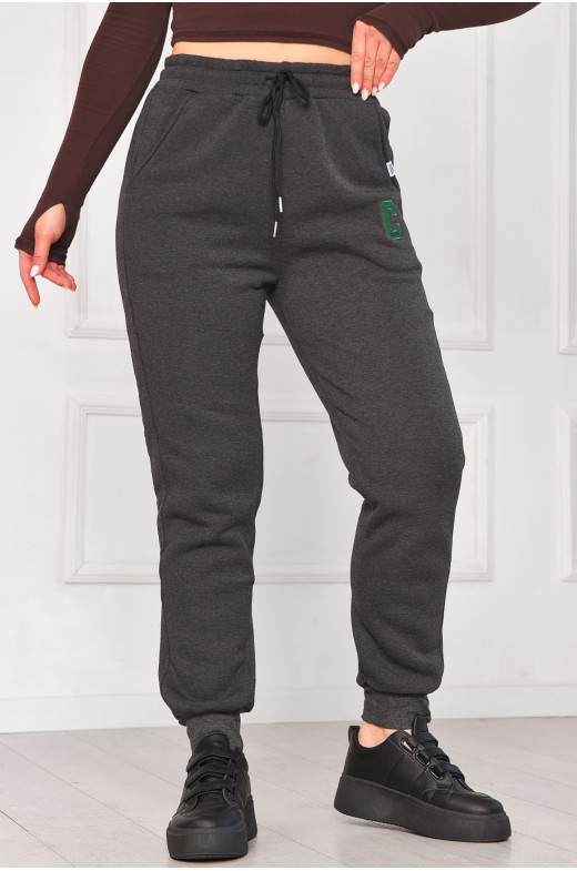 Спортивные штаны женские на флисе тёмно-серого цвета 9995 209577