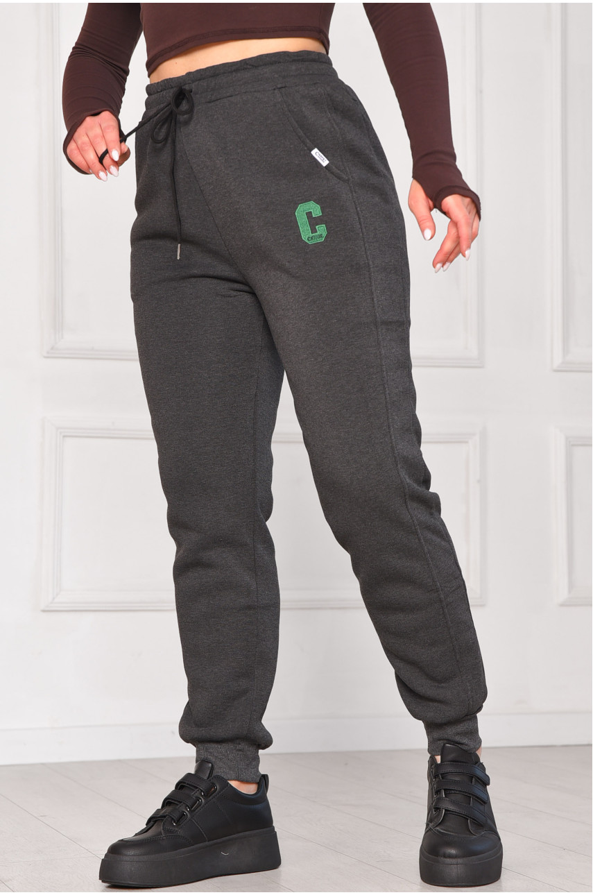 Спортивные штаны женские на флисе тёмно-серого цвета 9995 209577