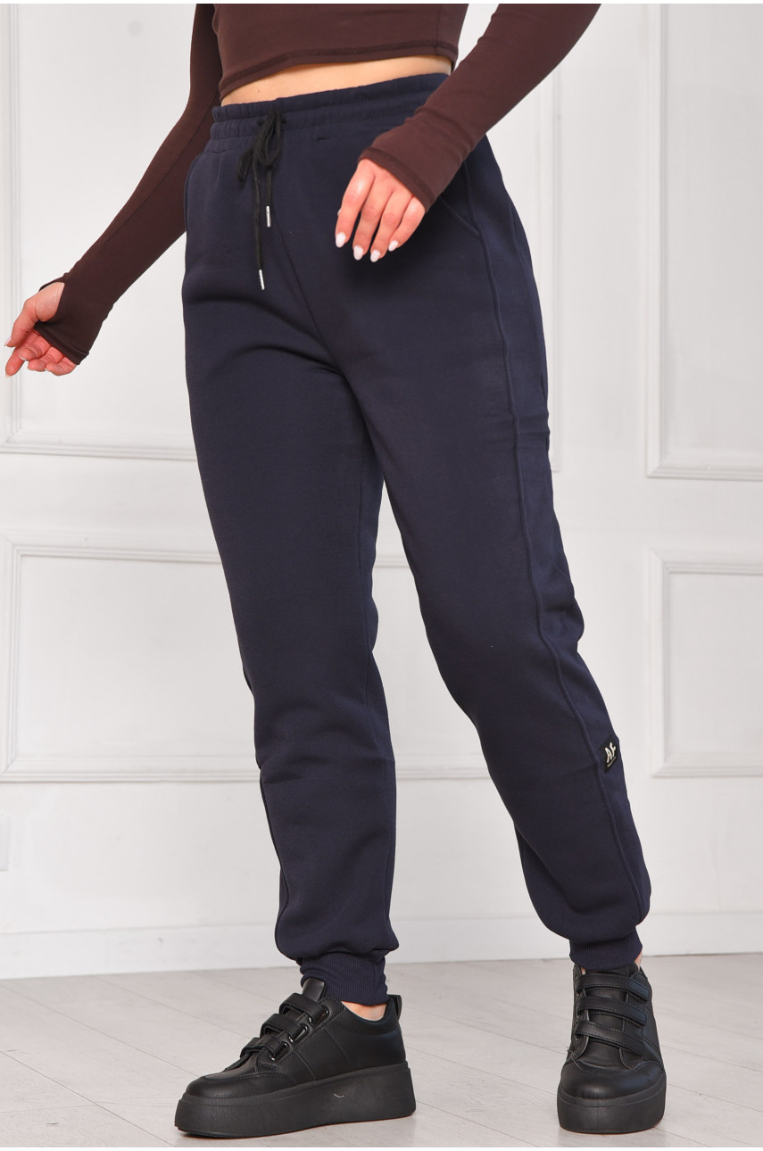 Спортивные штаны женские на флисе темно-синего цвета 9994 209578