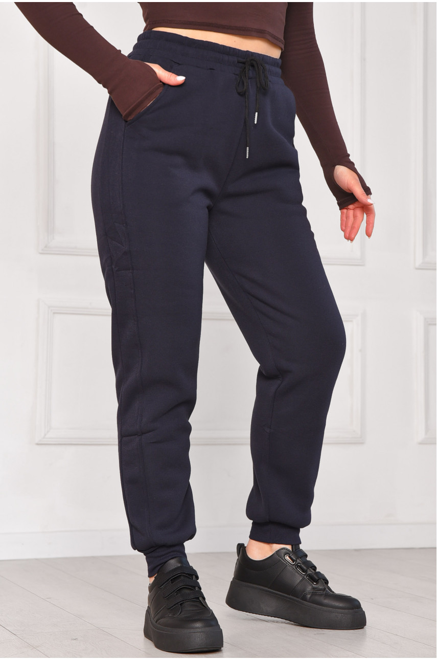Спортивные штаны женские на флисе темно-синего цвета 9994 209578