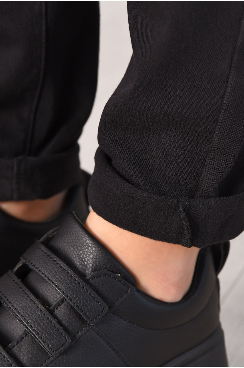 Спортивные штаны женские на флисе черного цвета 209579 Спортивные штаны женские на флисе черного цвета 209579