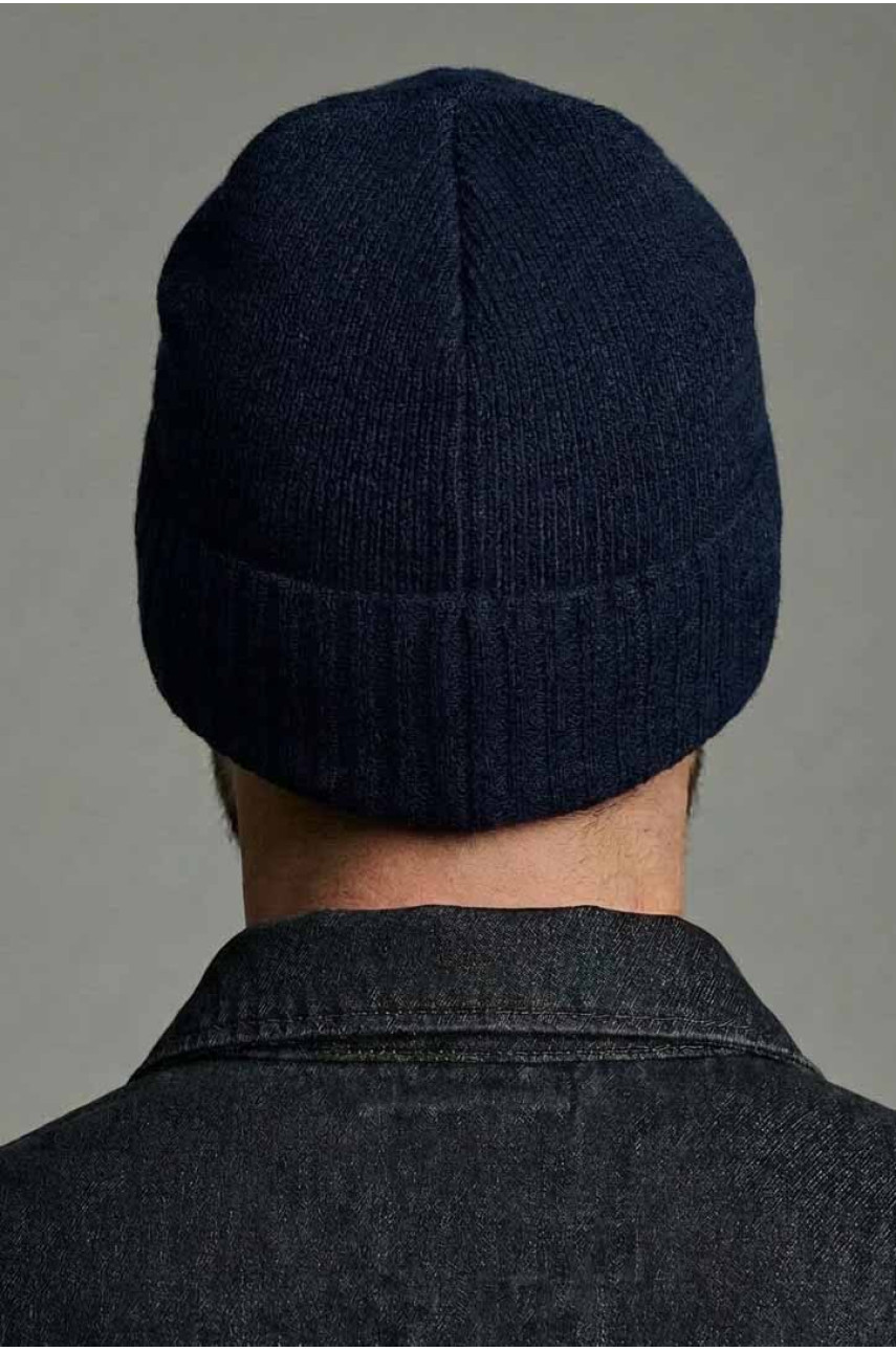 Шапка мужская на флисе темно-синего цвета 209581