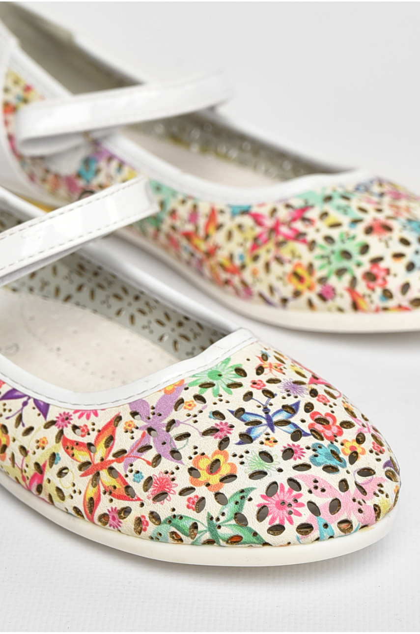 Балетки детские для девочки белого цвета 129-1 209585