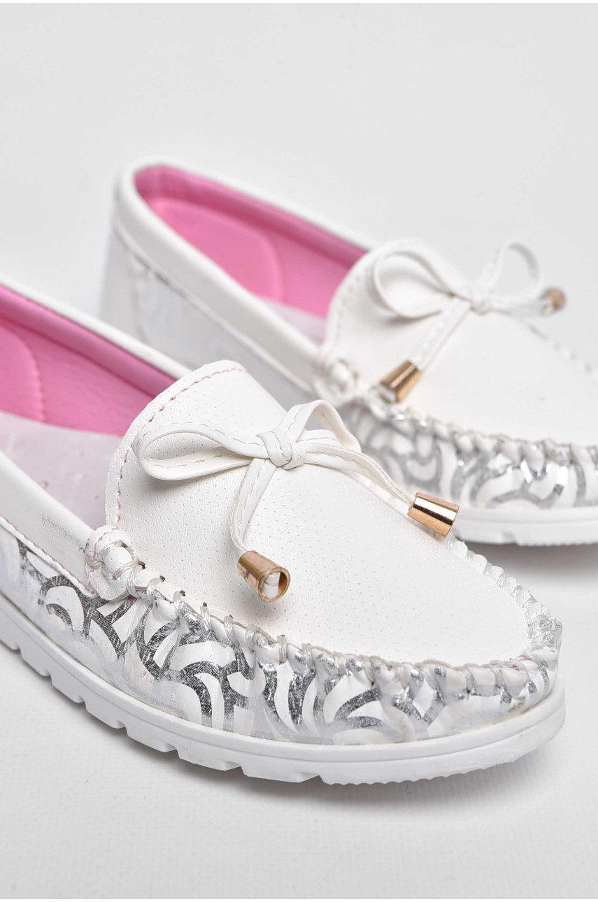 Мокасини дитячі для дівчинки білого кольору 1736-1 209587 Мокасини дитячі для дівчинки білого кольору 1736-1 209587
