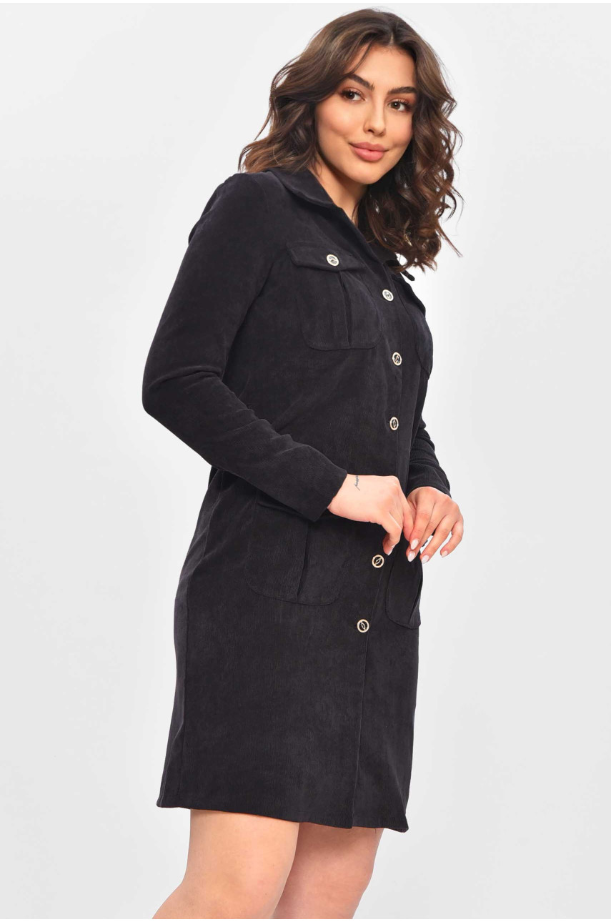 Платье женское вельветовое черного цвета 209596