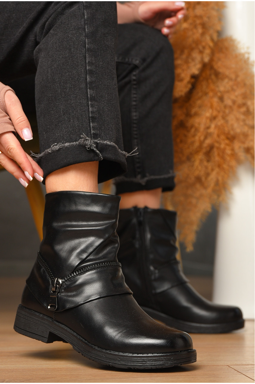 Черевики жіночі демісезонні чорного кольору на флісі 2042 209600