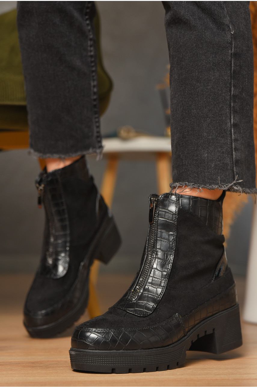 Черевики жіночі демісезонні чорного кольору на флісі 2038-1 209602