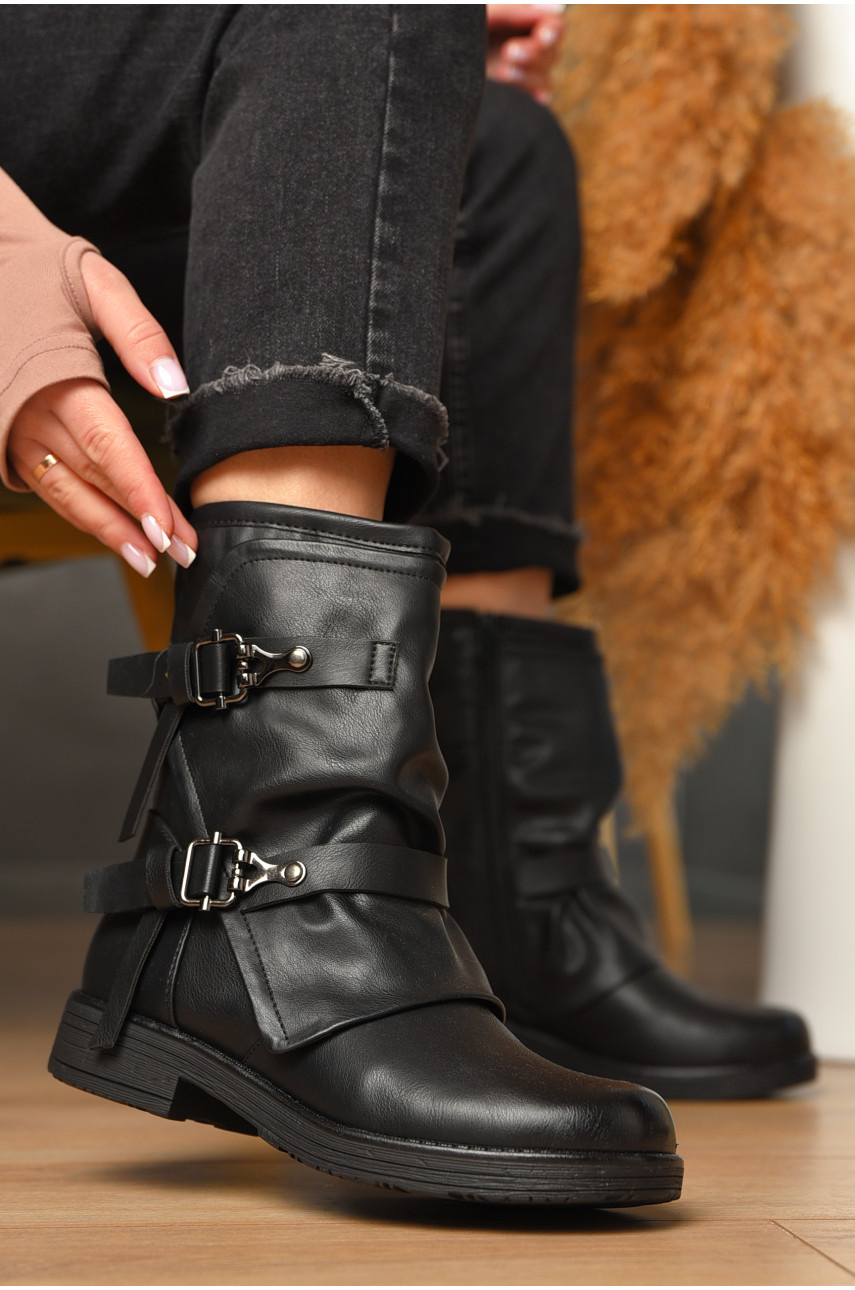 Черевики жіночі демісезонні чорного кольору на флісі 2049 209603
