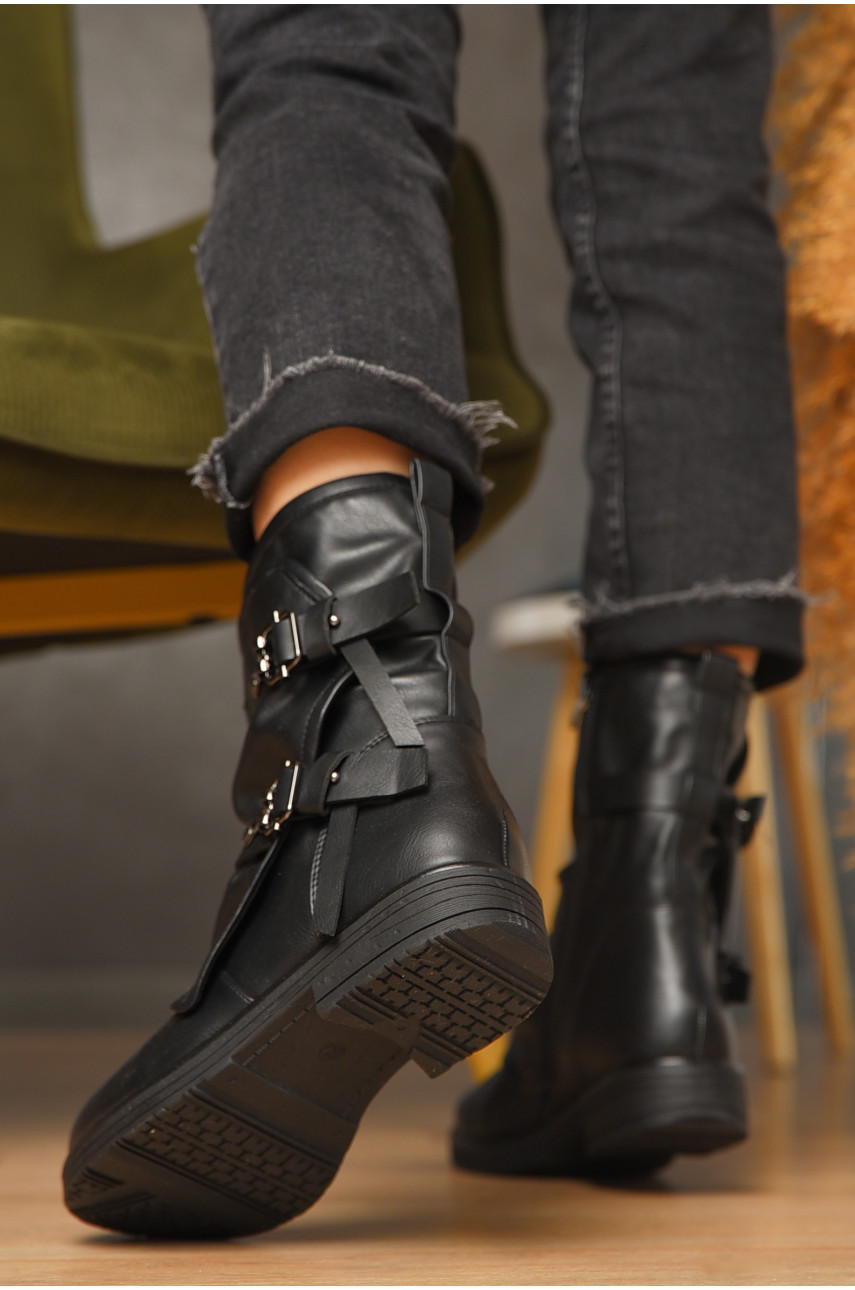 Черевики жіночі демісезонні чорного кольору на флісі 2049 209603 Черевики жіночі демісезонні чорного кольору на флісі 2049 209603