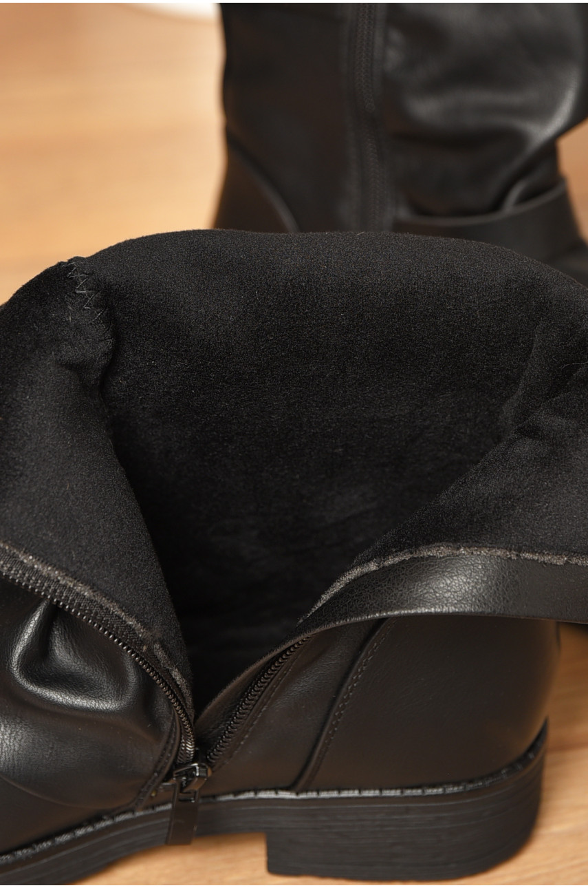 Черевики жіночі демісезонні чорного кольору на флісі 2049 209603 Черевики жіночі демісезонні чорного кольору на флісі 2049 209603