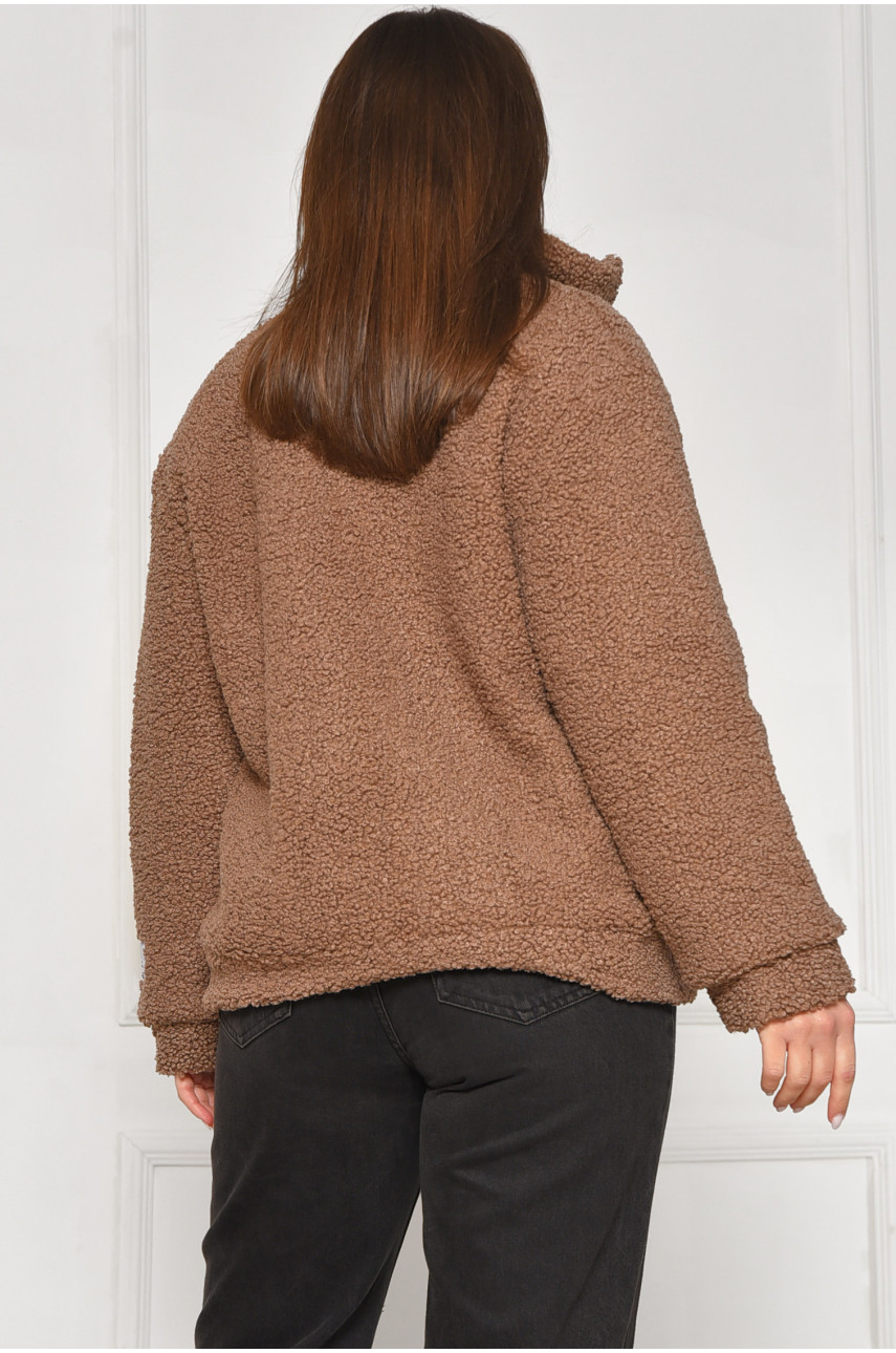 Куртка женская тедди демисезонная тёмно-бежевого цвета 129 209604 Куртка женская тедди демисезонная тёмно-бежевого цвета 129 209604