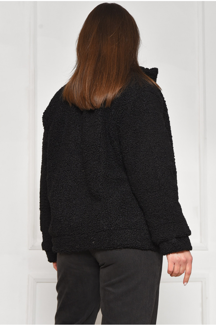 Куртка женская тедди демисезонная черного цвета 129 209605 Куртка женская тедди демисезонная черного цвета 129 209605