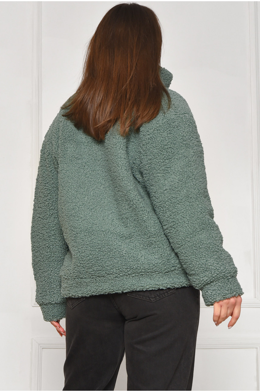 Куртка жіноча тедді демісезонна зеленого кольору 129 209606