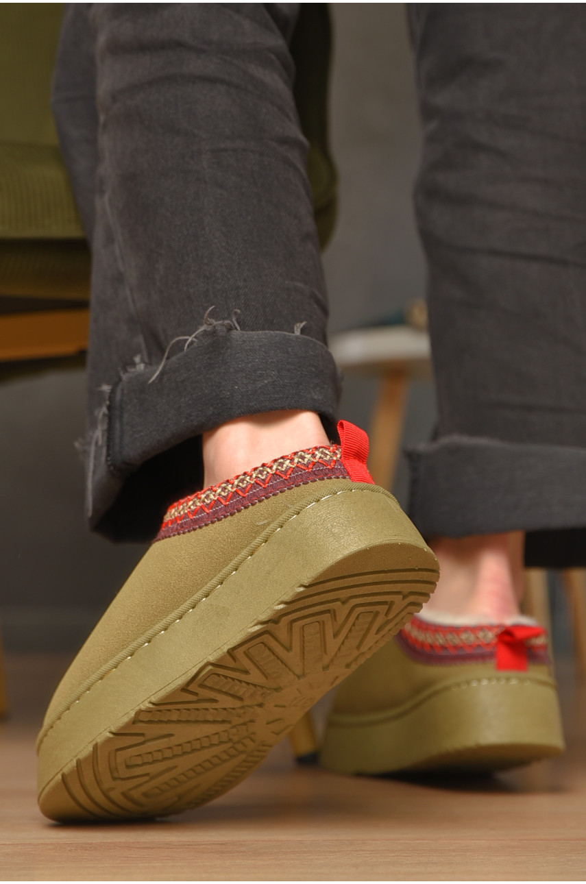 Угги без задника женские темно-бежевого цвета искуственная замша 02-3 209611 Угги без задника женские темно-бежевого цвета искуственная замша 02-3 209611