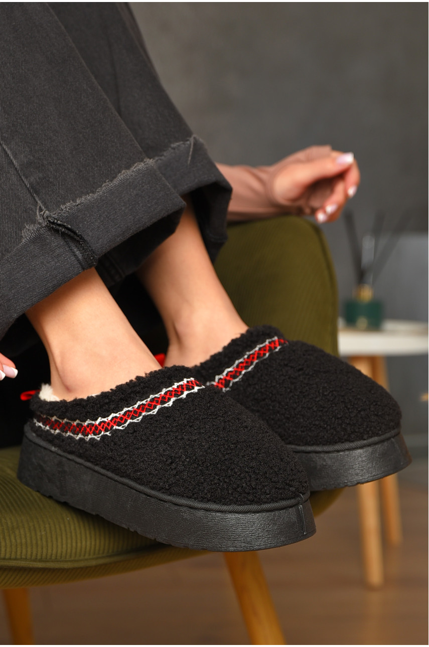 Угги без задника женские черного цвета искуственная замша 11-1 209612