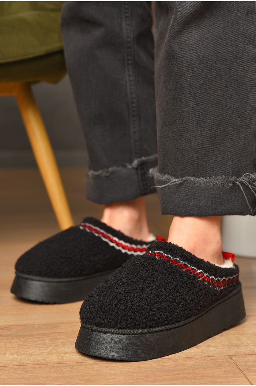 Угги без задника женские черного цвета искуственная замша 11-1 209612