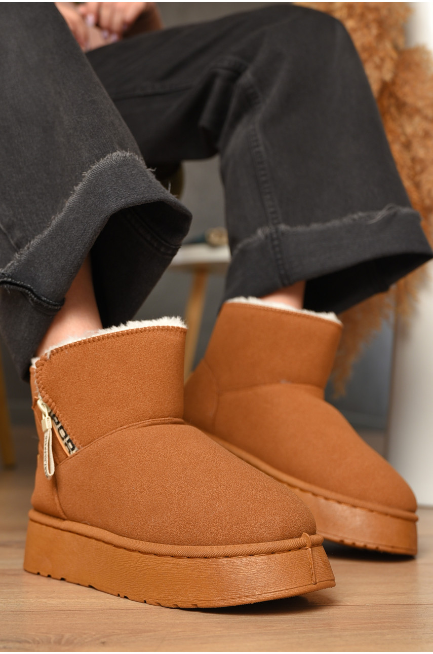 Уггі жіночі бежевого кольору на хутрі штучна замша DG18-2 209614