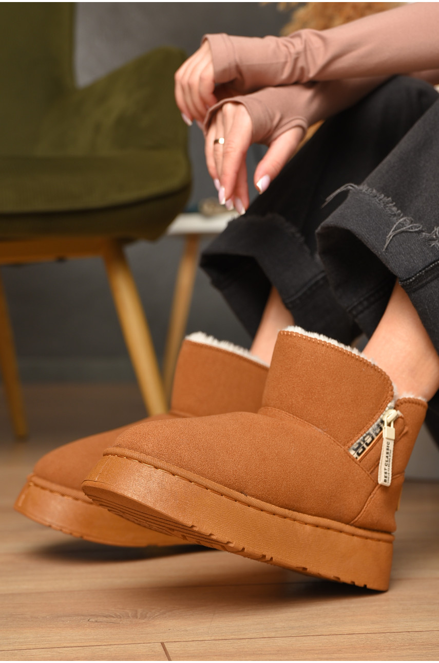 Уггі жіночі бежевого кольору на хутрі штучна замша DG18-2 209614