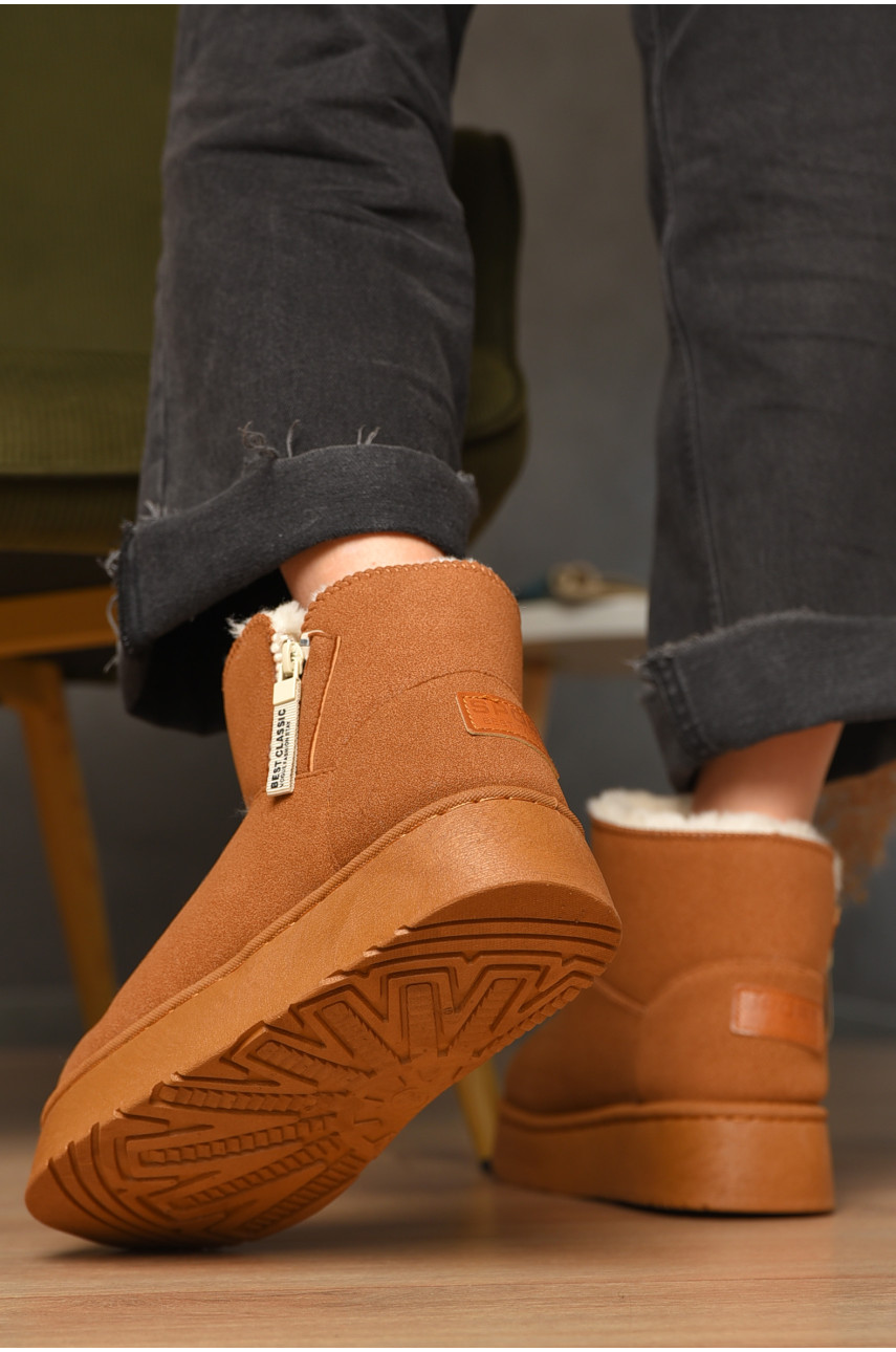 Уггі жіночі бежевого кольору на хутрі штучна замша DG18-2 209614