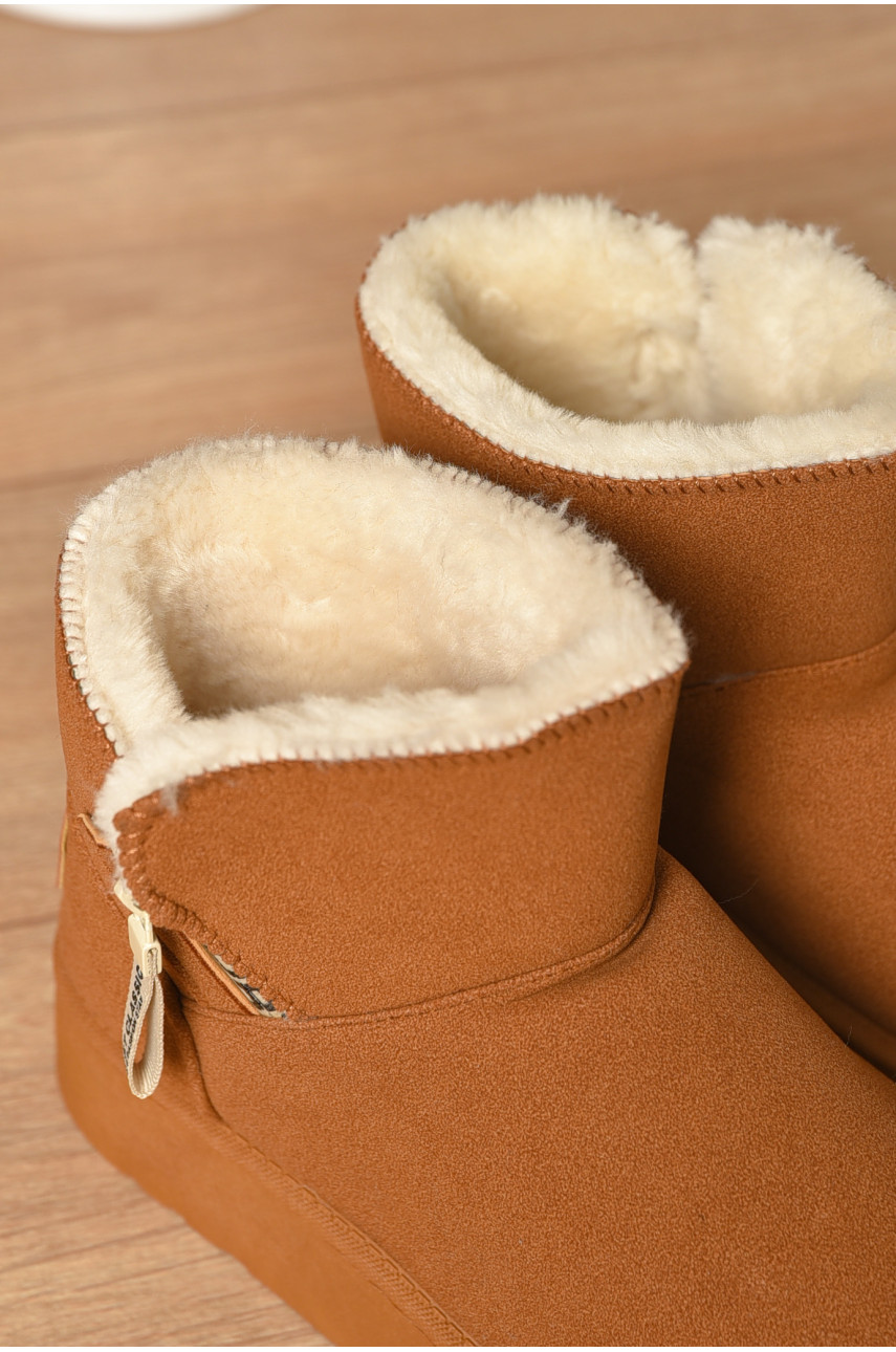 Уггі жіночі бежевого кольору на хутрі штучна замша DG18-2 209614