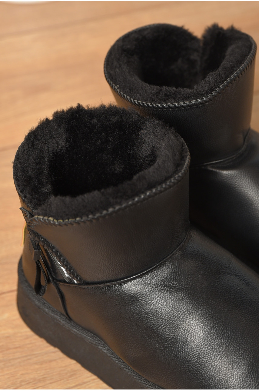 Угги женские черного цвета на меху искуственная кожа DG18-В 209616 Угги женские черного цвета на меху искуственная кожа DG18-В 209616