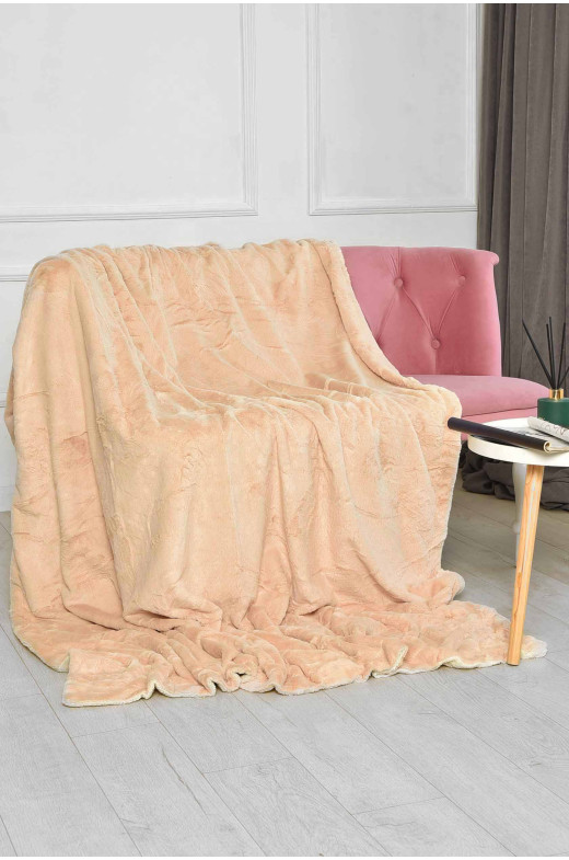 Плед двухсторонний белого и светло-бежевого цвета размер 160*200 11401 209617