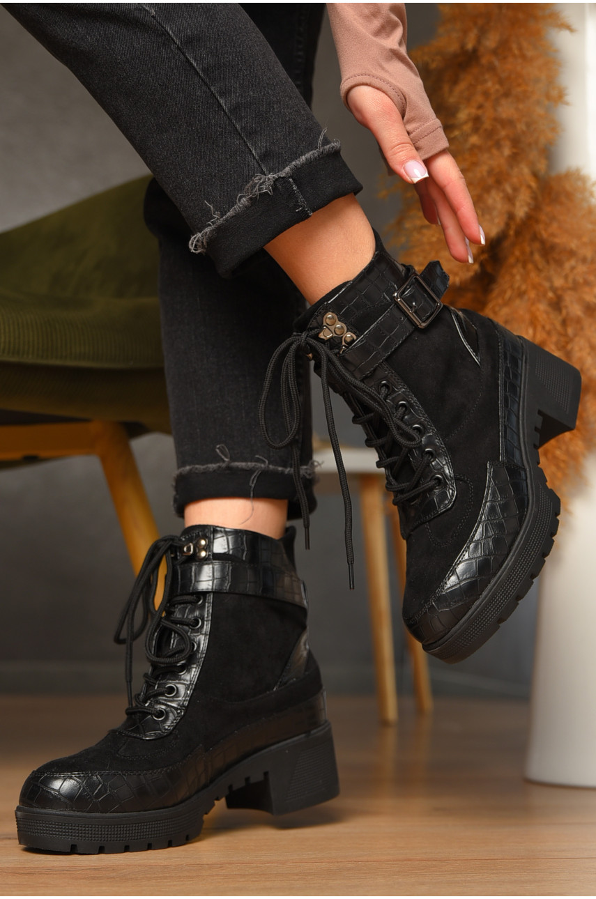 Черевики жіночі демісезонні чорного кольору на флісі 2039-1 209628