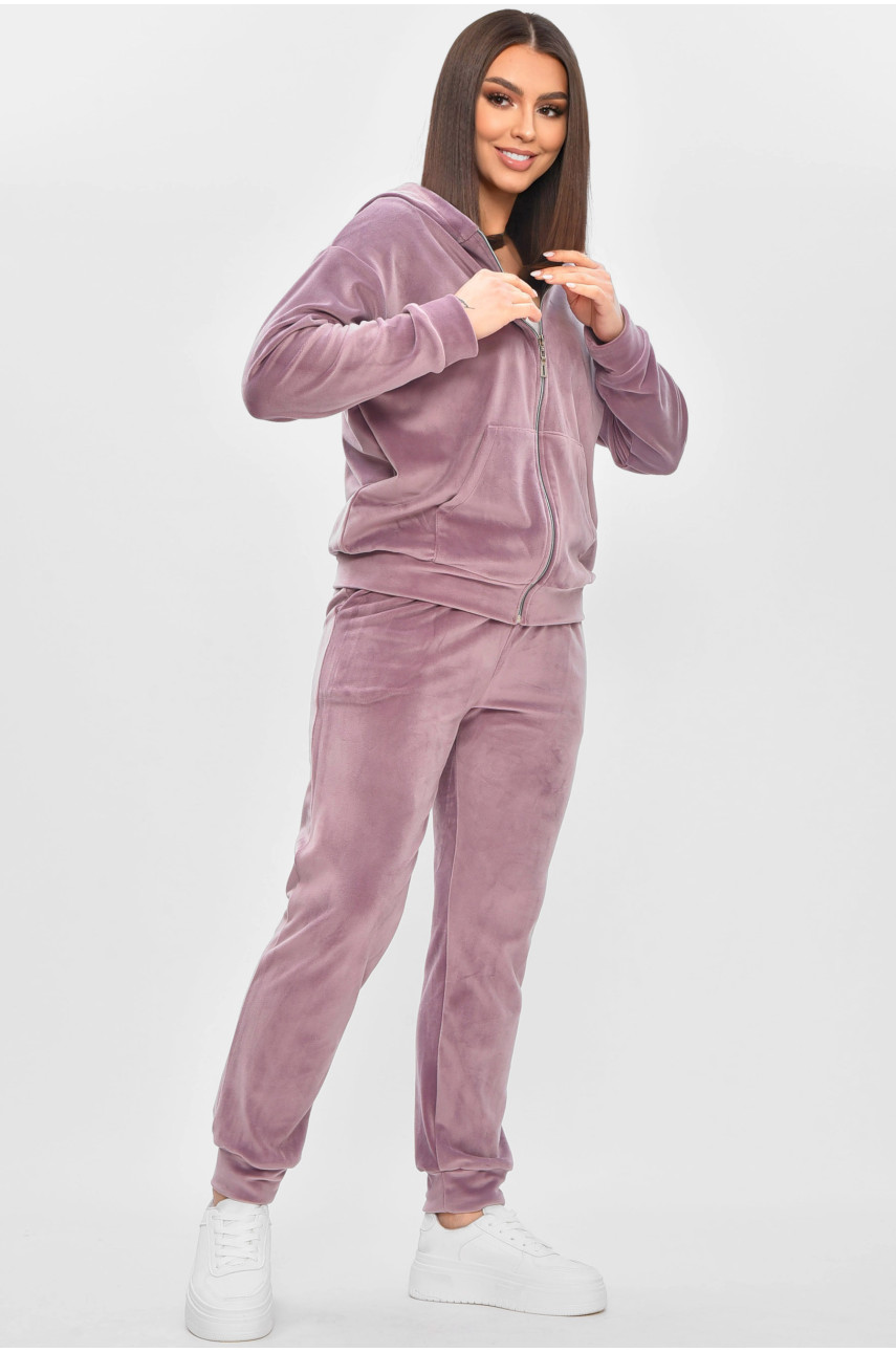 Спортивный костюм женский велюровый тёмно-сиреневого цвета 209629
