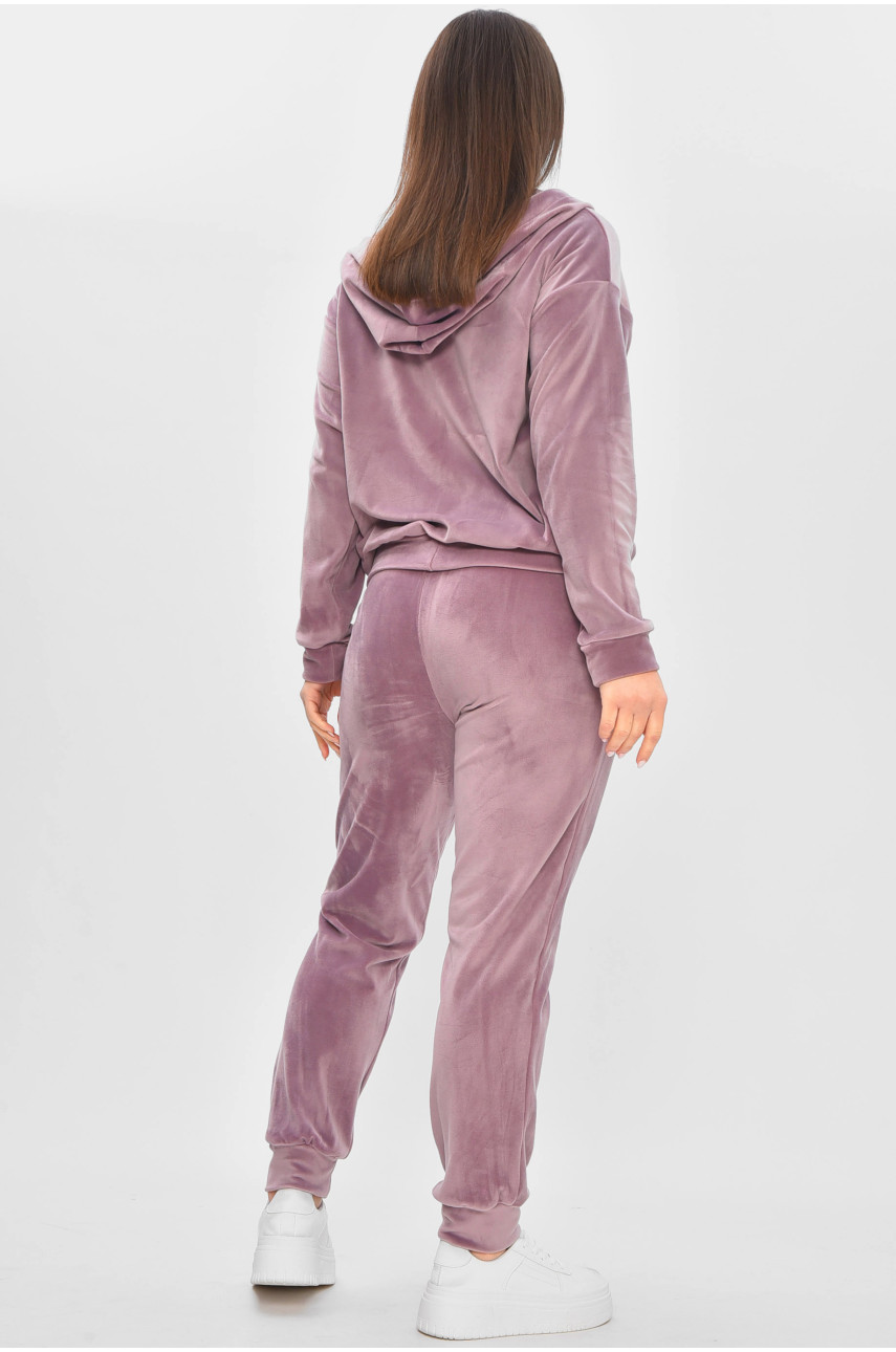 Спортивный костюм женский велюровый тёмно-сиреневого цвета 209629 Спортивный костюм женский велюровый тёмно-сиреневого цвета 209629