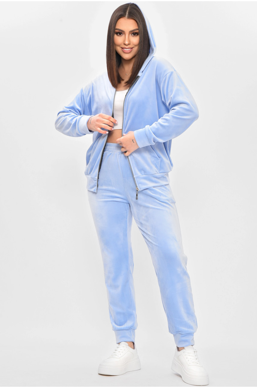 Спортивный костюм женский велюровый голубого цвета 209630