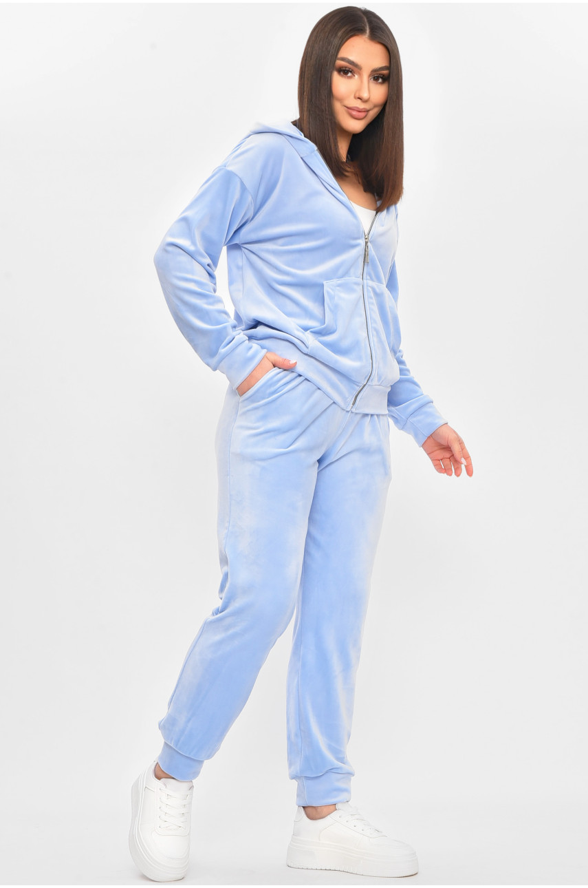 Спортивный костюм женский велюровый голубого цвета 209630