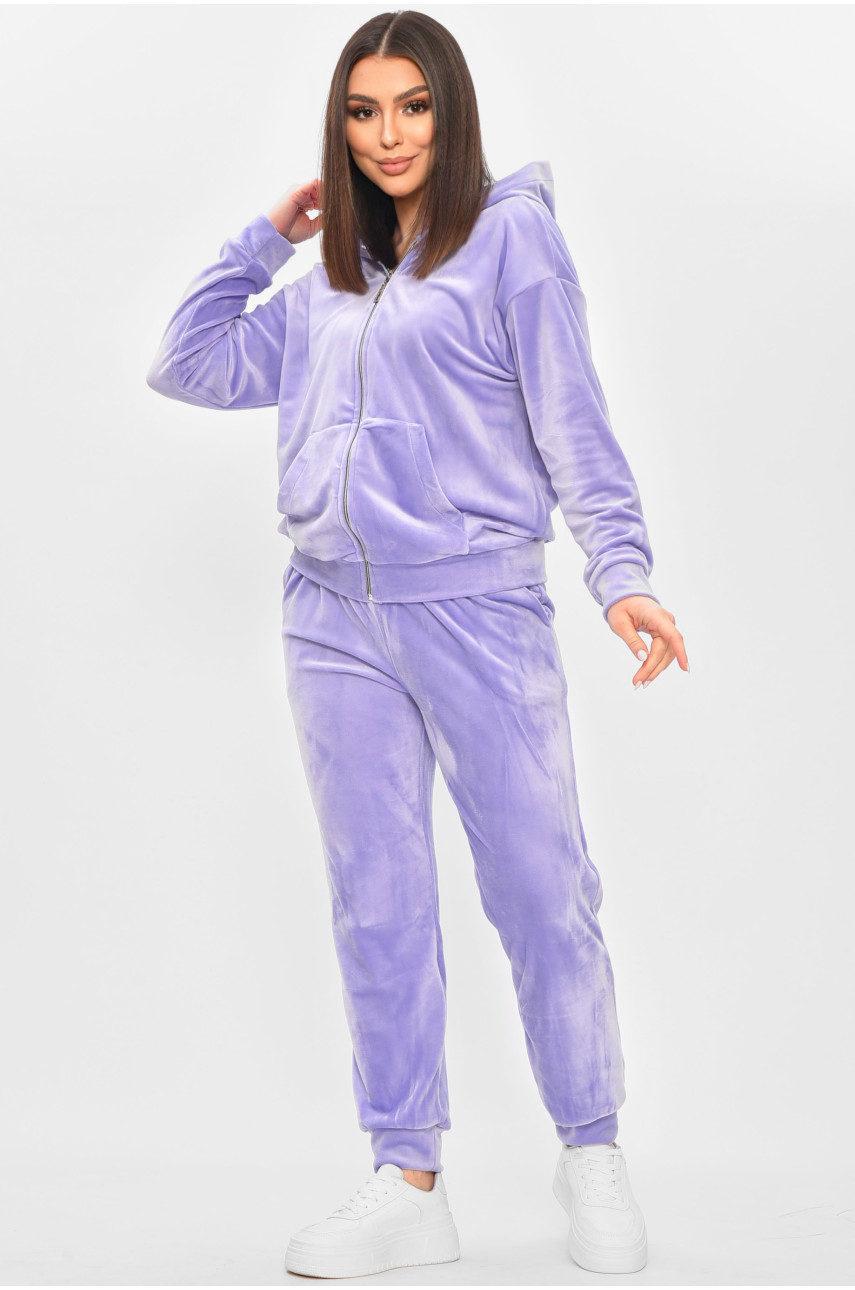 Спортивный костюм женский велюровый сиреневого цвета 209631