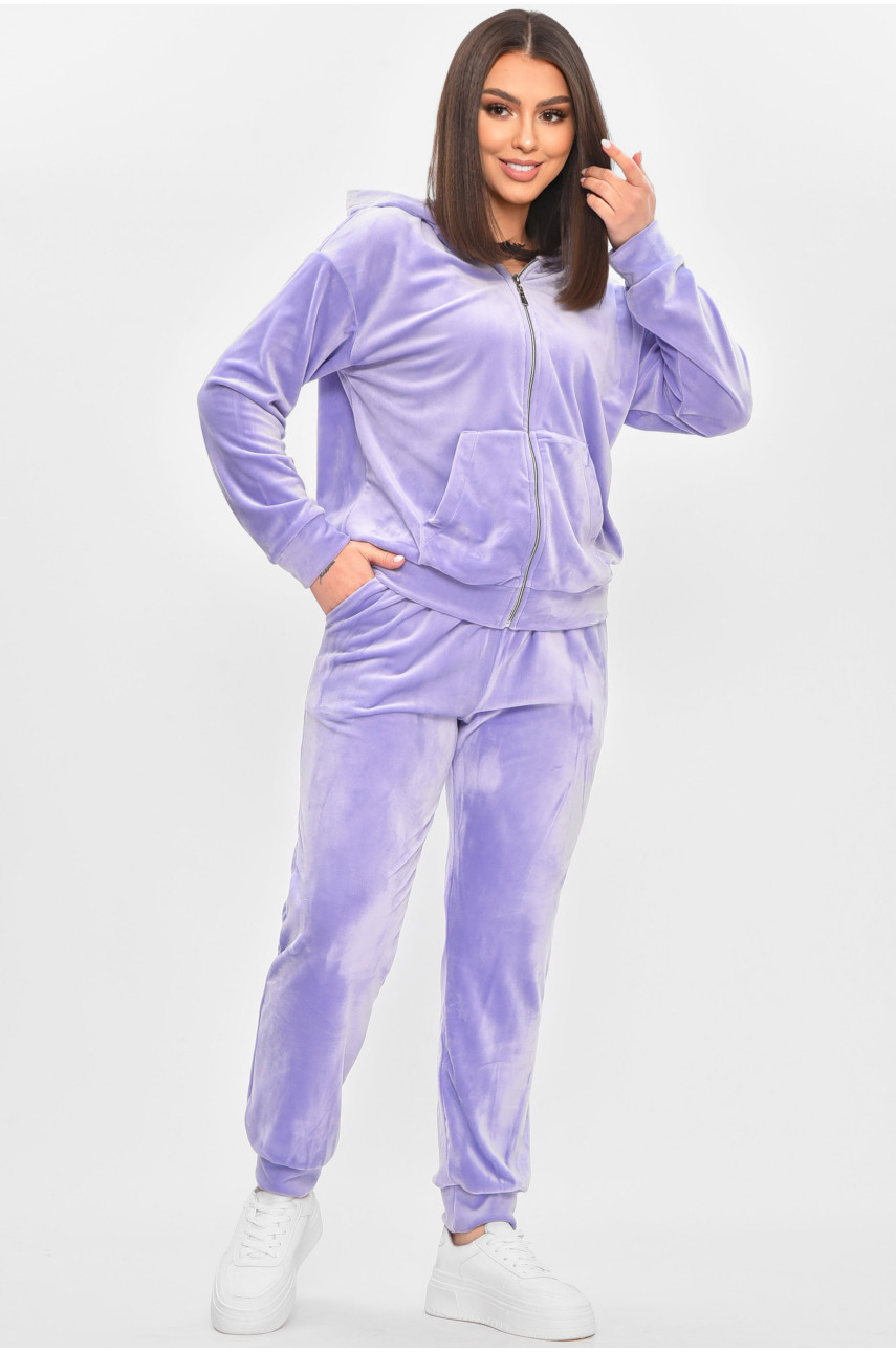 Спортивный костюм женский велюровый сиреневого цвета 209631