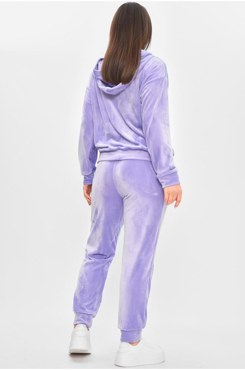 Спортивный костюм женский велюровый сиреневого цвета 209631 Спортивный костюм женский велюровый сиреневого цвета 209631