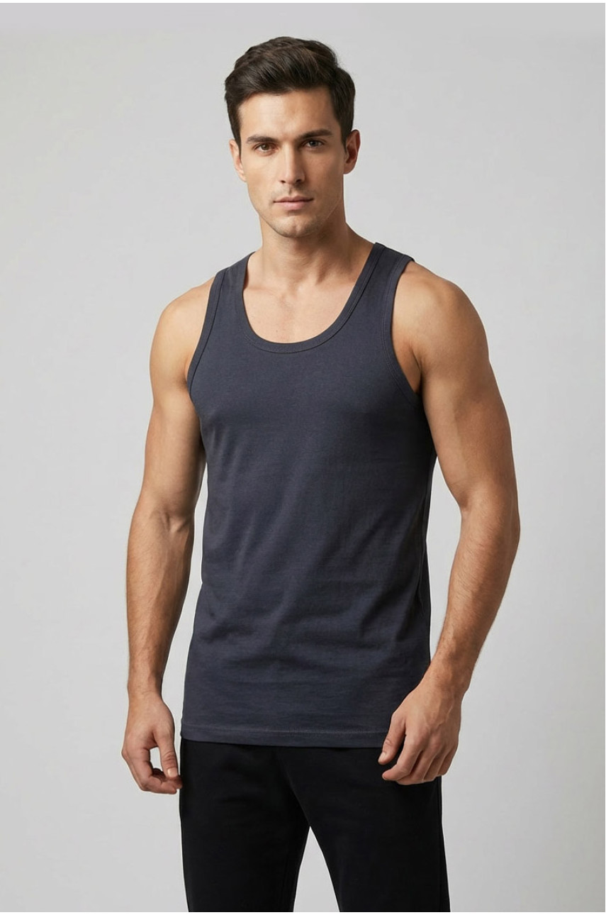 Майка чоловіча однотонна темно-сірого кольору 1111 209633