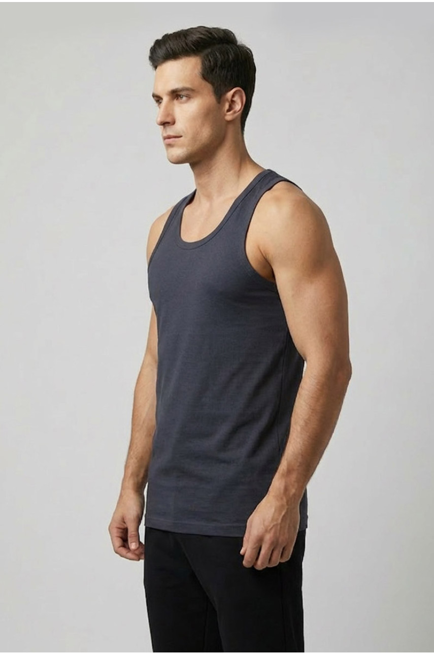 Майка чоловіча однотонна темно-сірого кольору 1111 209633