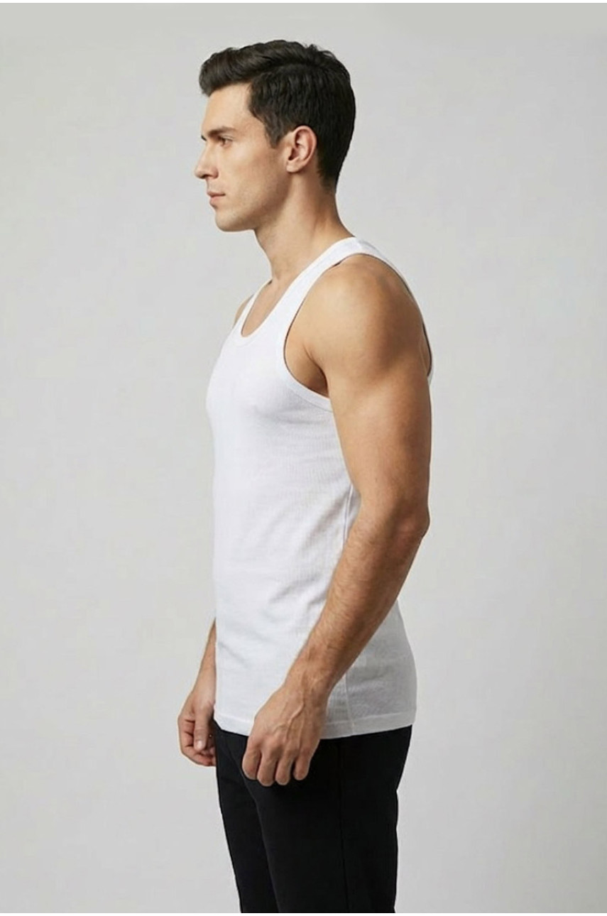 Майка чоловіча однотонна білого кольору 1111 209634