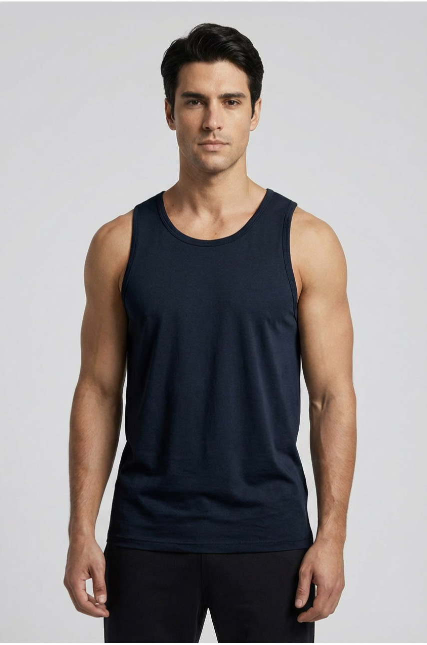Майка чоловіча однотонна темно-синього кольору 1111 209637